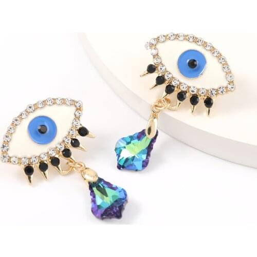 JIJIAWENHUA new trend rhinestone pendant eye shape ladies statement earrings dinner party fashion accessories jewelry
