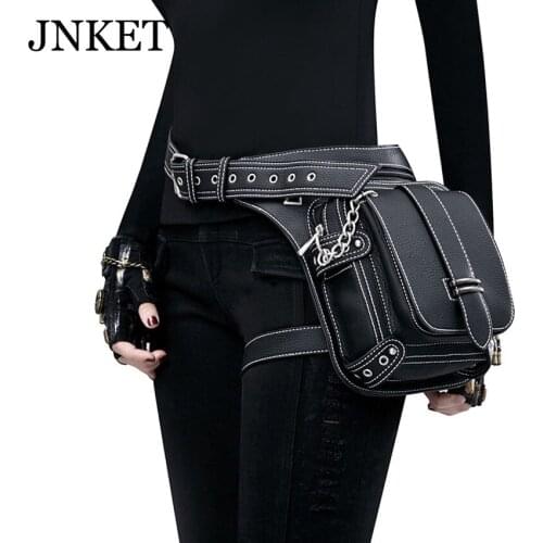 JNKET New Women Steam Punk Waist Bag Retro Multifunction Belt Bag Shoulder Bags PU Leather Crossbody Bags Large Capacity Sling B