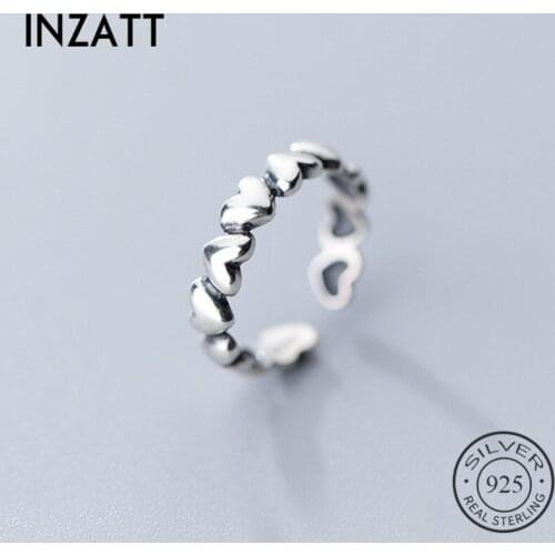 INZATT Real 925 Sterling Silver Ring For Fashion Women Wedding Gift Heart Stick Together Romantic Fine Jewelry Valentines Day