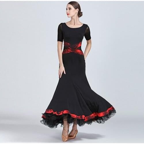 Modern Dance Costume Women Ladies Adults Dancewear Waltzing Tango Ballroom Costume Evening Party Dress
