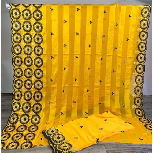 Ghana Lace Fabric Ribbon Silk Satin Lace Fabric African Chiffon Fabrics Materials Suit Cloth With Nigerian Scarf For party 7yard