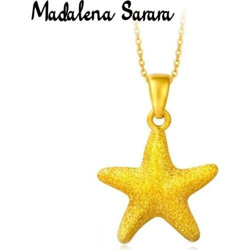 MADALENA SARARA Pure Gold Star Pendant 24k Pure Gold Chain Necklace Small Clavicle Chain Necklace
