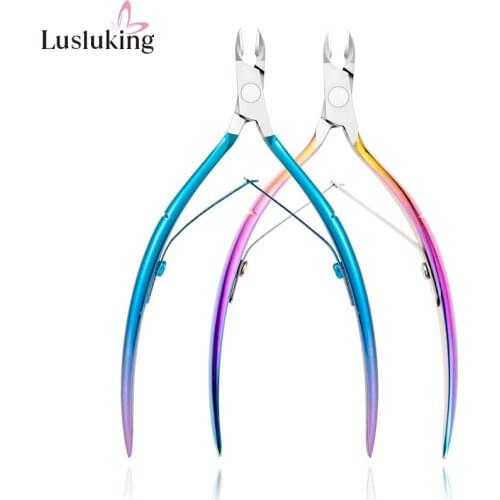 Stainless Steel Cuticle Nipper Clipper Dead Skin Remover Scissor Cutter Rainbow Plier Metal Nail Art Manicure Pedicure Tools