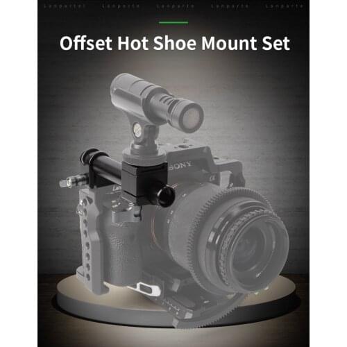 Lanparte Offset Cold / Hot Shoe Mount Set with Offset 15mm Rod Clamp for DSLR Camera Accessories