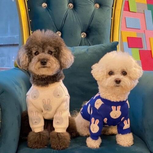 Lovely Korea Style Dog Sweaters for Small Medium Dogs Cute Rabbit Print Dog Clothes Chihuahua Sweater Pets Clothes