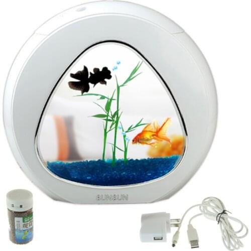 Mini aquarium fish tank aquarium fish bowl aquarium tank 110V-220V/USB LED lighting comes aerobic filtration system Integration