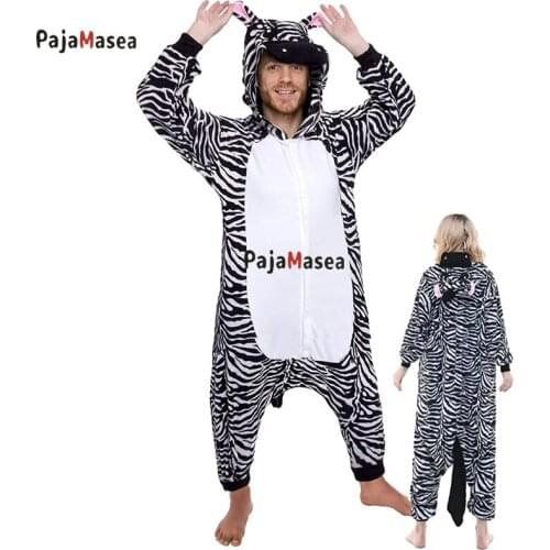202 New Unisex Animal Horse Striped Winter Pajama Christmas Men Women Cosplay Leopard Onesie Raccoon Kigurumi Adult