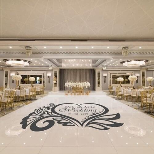 New Customizable Couples Name Heart Design Floor Sticker Decal Wedding Sticker Wedding Hall Floor Art Decoration A00800