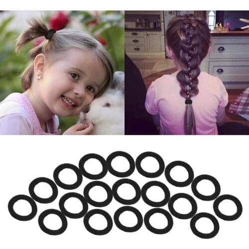 50Pcs/Set Solid Color Hair Circle Black Nylon Elastic Hair Bands Ponytail Rubber Bands Scrunchie Headbands Hair Accessories