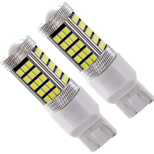 Wholesale 50pcs/lot T20 7443 66SMD 2835 Lens LED Signal Brake light W21W White Red DC 12V led tail signal lamp for Car Styling