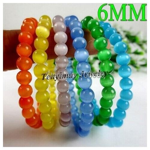 Wholesale 12pcs/Lot 6mm Opal Beaded Stretchy Bracelet 6 Colors Choosen
