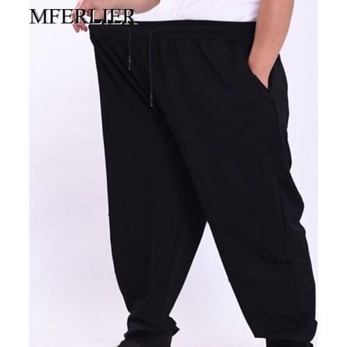 Autumn spring men pants 9XL 10XL Loose waist 180cm Plus size elastic men pants black colors