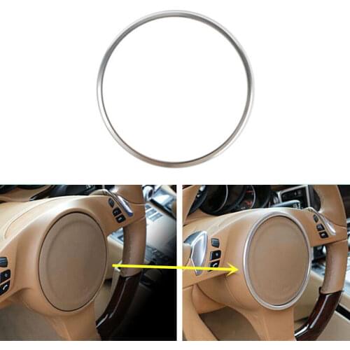 Fit For Porsche Panamera 2015 Silvery Steering wheel Aluminum alloy Decorative Trim 1pcs