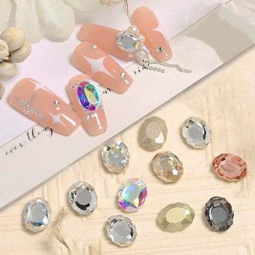 PTK52 20pcs Gem Glass Stone Diamond Oval Crystal 3D Nail Jewelry Oval Nail Rhinestone Nail K9 Glass Rhinestone Cabochons,7676-uy