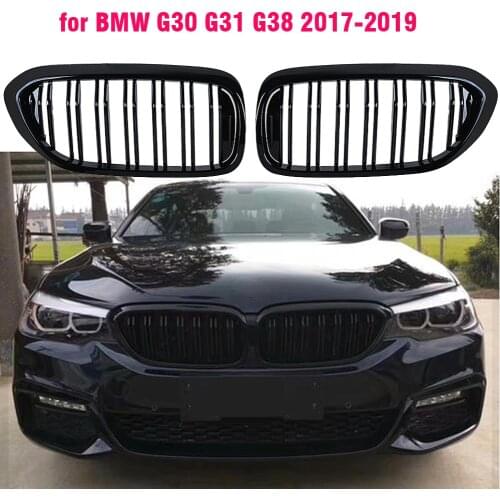 Front Bumper Grill For BMW 5 Series M5 G30 G31 520i 530i 540i ABS 2-slat Gloss Black Front Kidney Grille