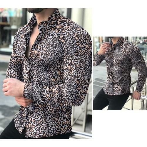 Fashion Leopard Long Sleeve Hawaiana Shirts 2021 Autumn Hot Sell New Men Vintage Beach Shirt Mens Oversized Casual Tops Koszula
