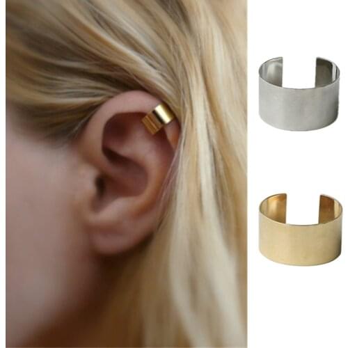 Fashion Creative Pierced Ear Cuffs Punk Stainless Steel Gold Silver Color Clip Earrings Women Men Hip Hop Earrings Brincos