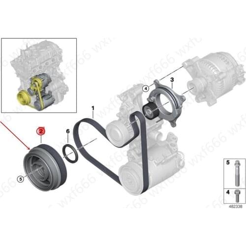 Engine pulley Generator pulley Crankshaft pulley Suitable for F20 F22 F30 F35 F33 G30 G12b mwB48 Torsional shock absorber pulley
