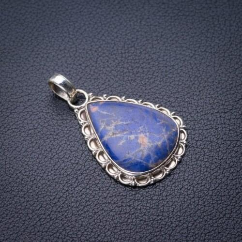 StarGems Natural Sodalite Handmade 925 Sterling Silver Pendant 1.5" E0330