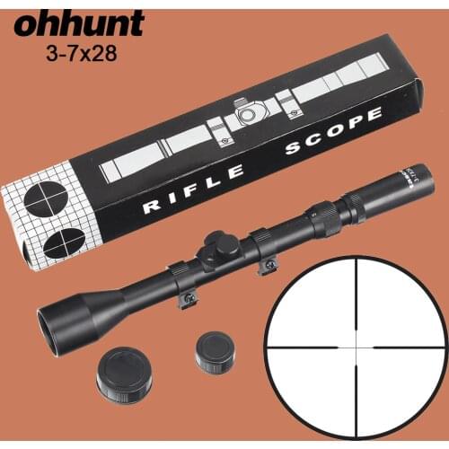 Ohhunt Tactical 3-7X28 Optical Sights Fine Duplex Reticle Rifle Scope with Dovetail Rings Shooting Riflescope Hunting Telescope