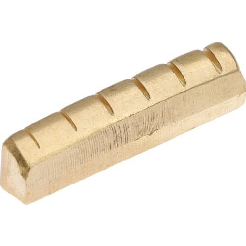 Tooyful 43x6mm Acoustic Folk Guitar Bridge Nut Slotted Brass for String Instruments