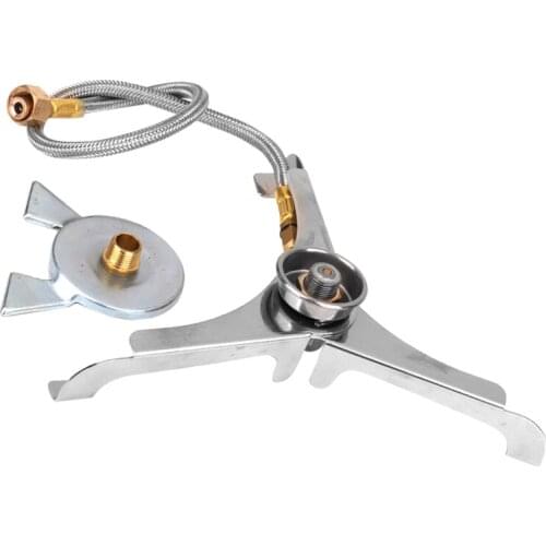 Outdoor Camping Stove Burner Converter Connector Cartridge Gas Long Tank Adapter Stainless Steel Stove Converter with Box