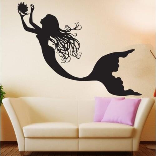 Mermaid Wall Decal Nursery Art Decor Vinyl Mermaid silhouette wall Sticker mermaid decal Girls Room decoration stickers X782