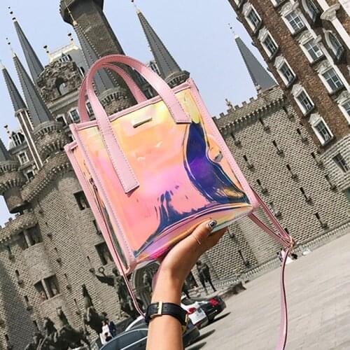 INS Super Fire WOMENS Bag 2019 New Style Small CK Celebrity Style Laser Bag Transparent Hand Different Size Bags Crossbody Bag