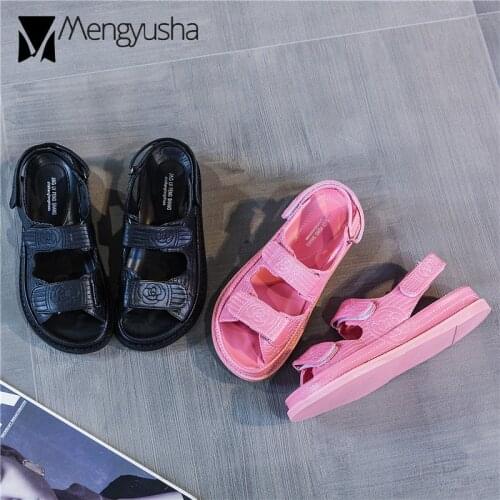 Rose flower embroider platform sandals women double band muffins gladiator sandalias mujer 2020 students sewing sandale femme