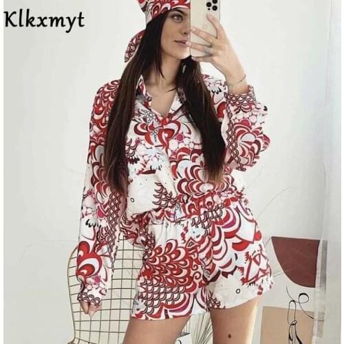 Za Vintage Totem Floral Print Women Shirt Hot Shorts Casual Sets 2021 Summer Single Breasted Chic Female Clothes Streetwear