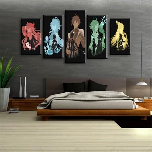 Zhongli Genshin Impact Canves Painting Game Poster Home Decor Hd Painting Wall Painting Bedroom Poster Anime Gangyu Xiao Hutao