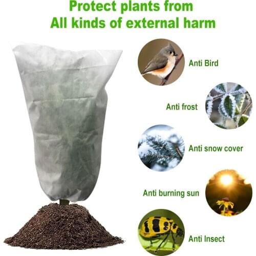 2pcs Winter Plant Protection Cover Non-woven Fabric Vegetation Antifreeze Snow Cover Cold-Proof Greenhouse Garden Plant Bag