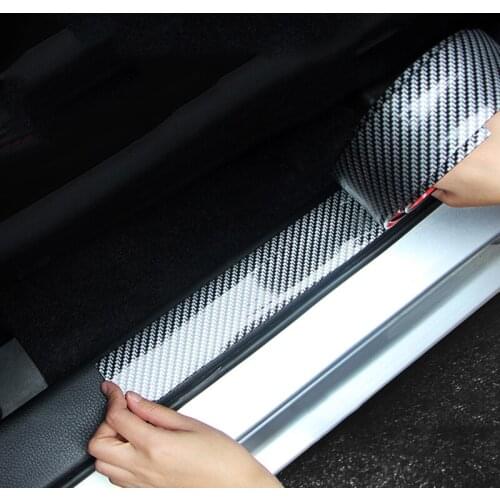1M Car Stickers 5D Carbon Fiber Rubber Styling Door Pedal Threshold Sill Bumper Trunk Door Sill Guard Protector Auto Decoration