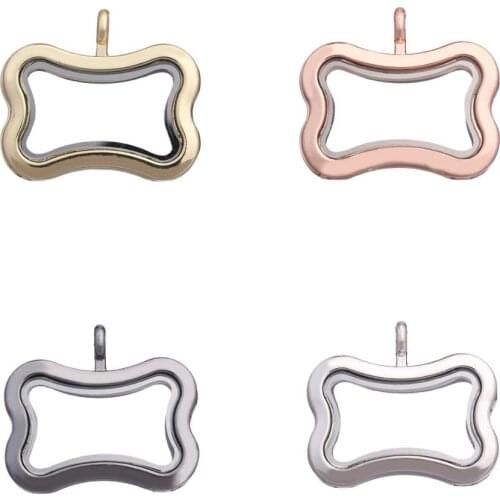 New 1pcs Dog bones No crystal Floating Memory plain Locket Necklace Round Living Magnetic Glass Lockets pendant Without Chain