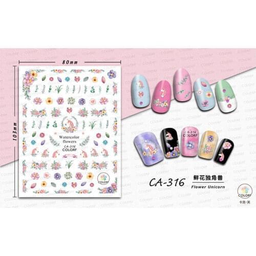 10PCS CA316-324 Unicorn Feather nail art sticker