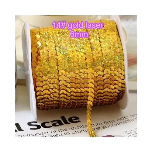 100yards/lot, 6mm Laser sequin Trim Gold DIY Manual Accessories For Craft Gold Laser