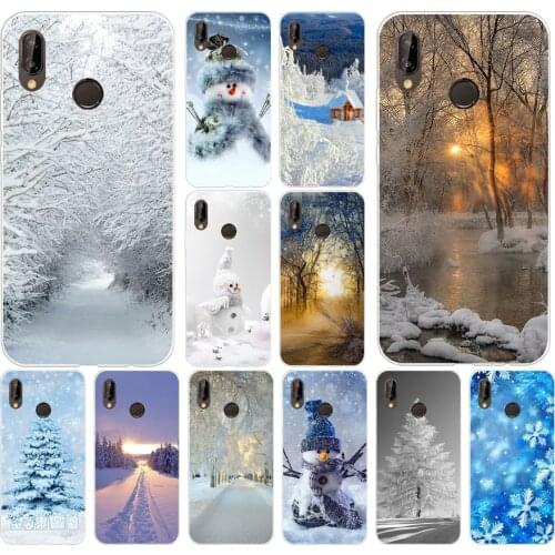 175H Christmas snow Soft Silicone Tpu Cover Case for huawei p 20 lite pro y6 2017 mate 10 lite