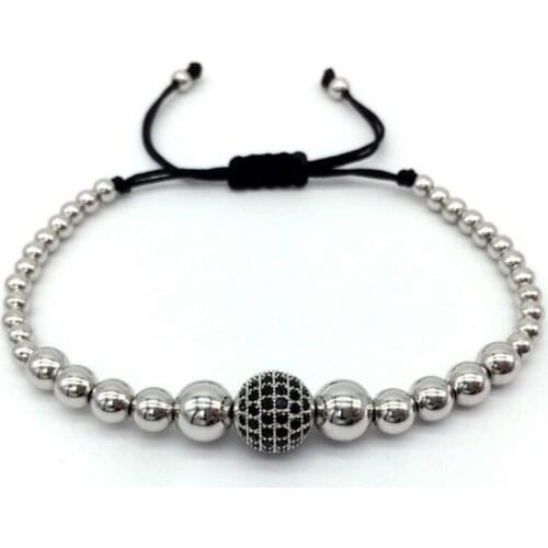 2020 Simple Fashion Disco Ball Charm Bracelet Men Classic Pave CZ Braided Macrame Beads Bracelet For Men Jewelry Gift