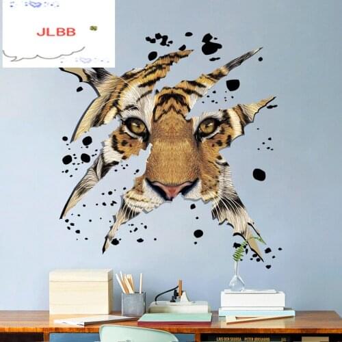 3D Mighty Tiger head Wall Sticker Bedroom living room DIY Wall Art Decals background Stickers Home Decor Wallpaper