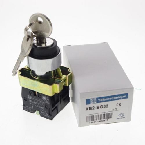 5PCS 2 Normal Open 3 Positions Latching Key Select Selector Switch XB2BG33C