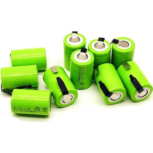 9PCS 4/5SC 1.2V 3200mAh 4/5 SC Sub C Ni-CD Rechargeable Battery, Cell With Welding Tabs For Electric Drill Screwdriver