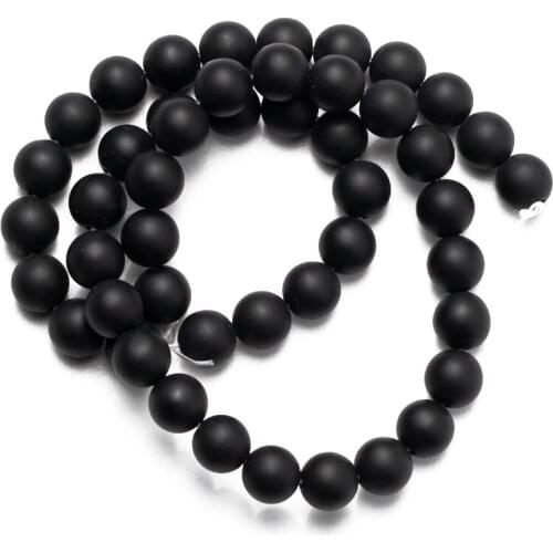 Wholesale Dull Polished Matte Black Glass Beads Natural Stone Beads 4 6 8 10 12 14 16mm DIY Making Bracelet Necklace Jewelry