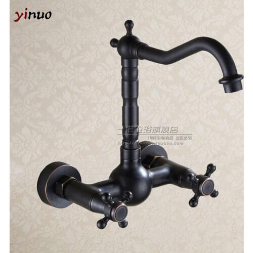 Black Copper Bathroom Faucet Fashion Vintage Hot And Cold Faucet Wash Basin Mixer Sink single handle single hole Faucet