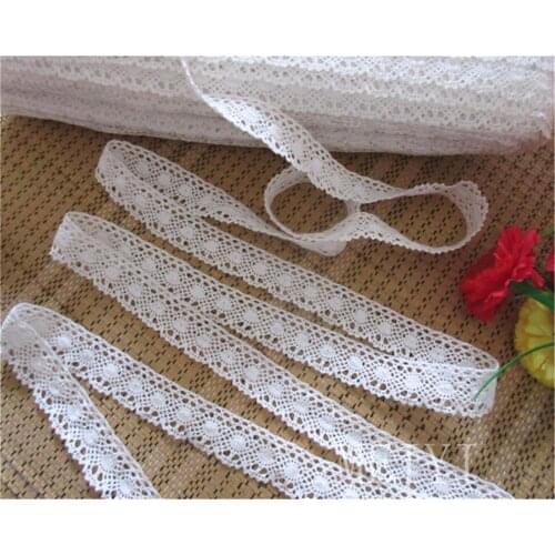 10 Yards 2.5cm White Cotton Flower Lace Trim Ribbon Fabric Embroidered Applique Sewing Craft Crochet Wedding Dress Clothes Gift