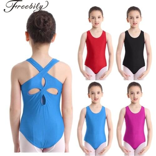 Kids Girls Cutout Back Professional Ballet Gymnastics Leotard Dancewear Children Dance Bodysuit For Dancing Gymnastic Jumpsuit