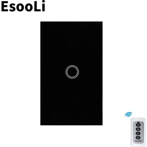 EsooLi Black Remote Touch Switch US/AU Standard Smart Home for LED Bulb Wall Touch Switch 1/2/3 Gang 1 Way Crystal Glass