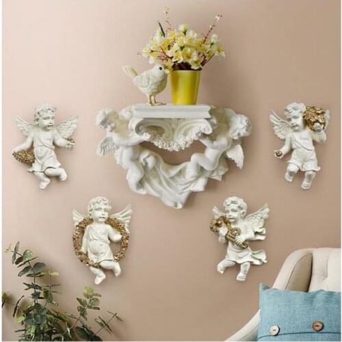 European Resin Angel Wall Holder Wall Hanging Crafts Decoration Home Livingroom Restaurant Corridor Wall Mural Ornament Pendant