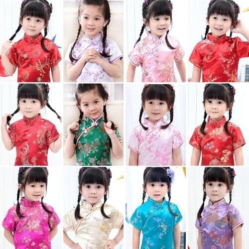 Toddler Kids Girl Embroidery Qipao Chinese Cheongsam Straight Dresses Party Wedding Dress Red