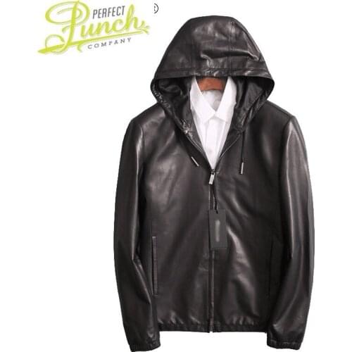 Leather Genuine Jacket Mens Clothing Autumn Black Mens Leather Jackets Hooded Short Coats Male Jaqueta De Couro SQQ321