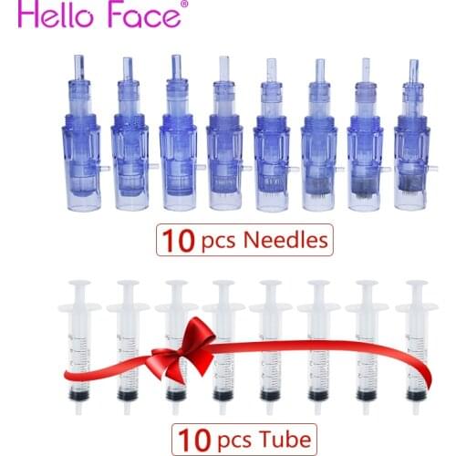 10PCS Microneedle Cartridges And 10 PCS Syringe Tube Screw Suits For 2 in 1 Mini Hydra Gun Mesotherapy Injector Auto Derma Stamp